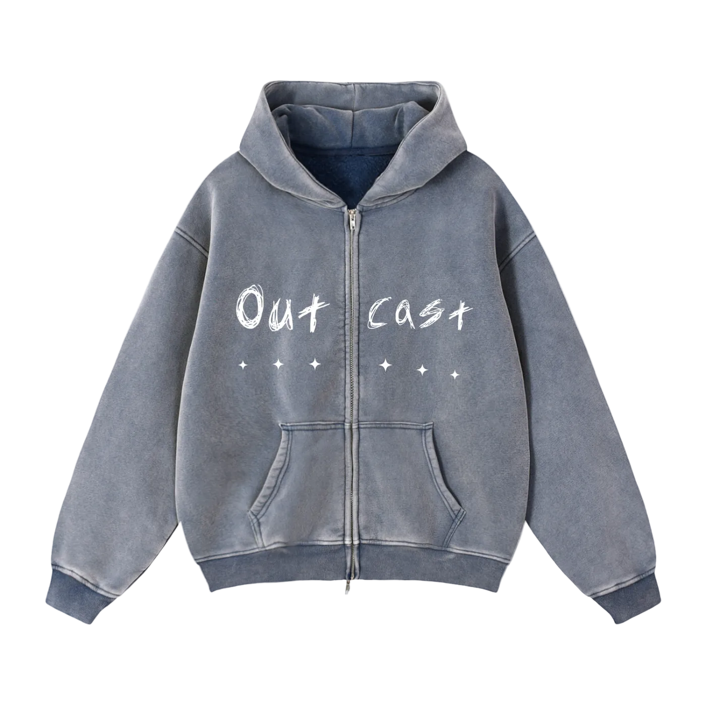 Zip-Through Boxy Fleece Hoodie