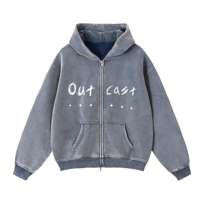 Zip-Through Boxy Fleece Hoodie