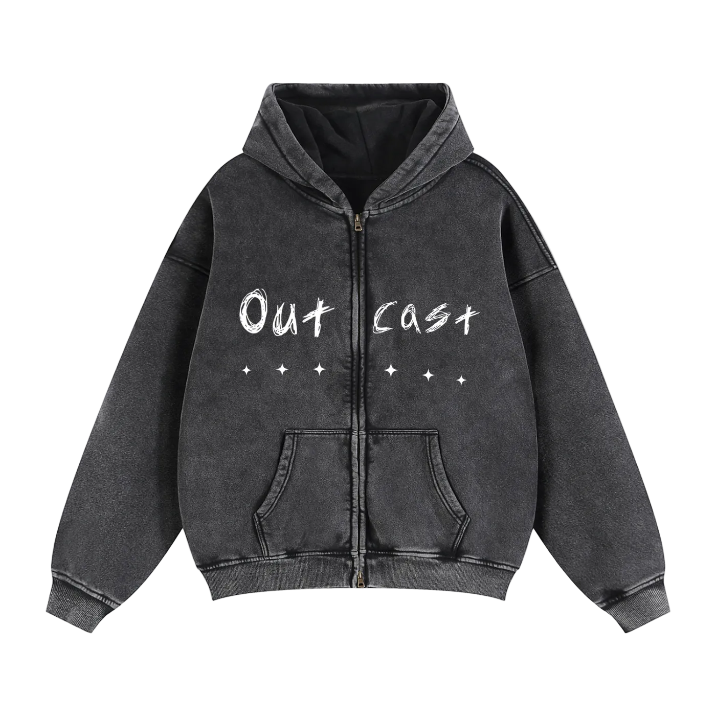 Zip-Through Boxy Fleece Hoodie