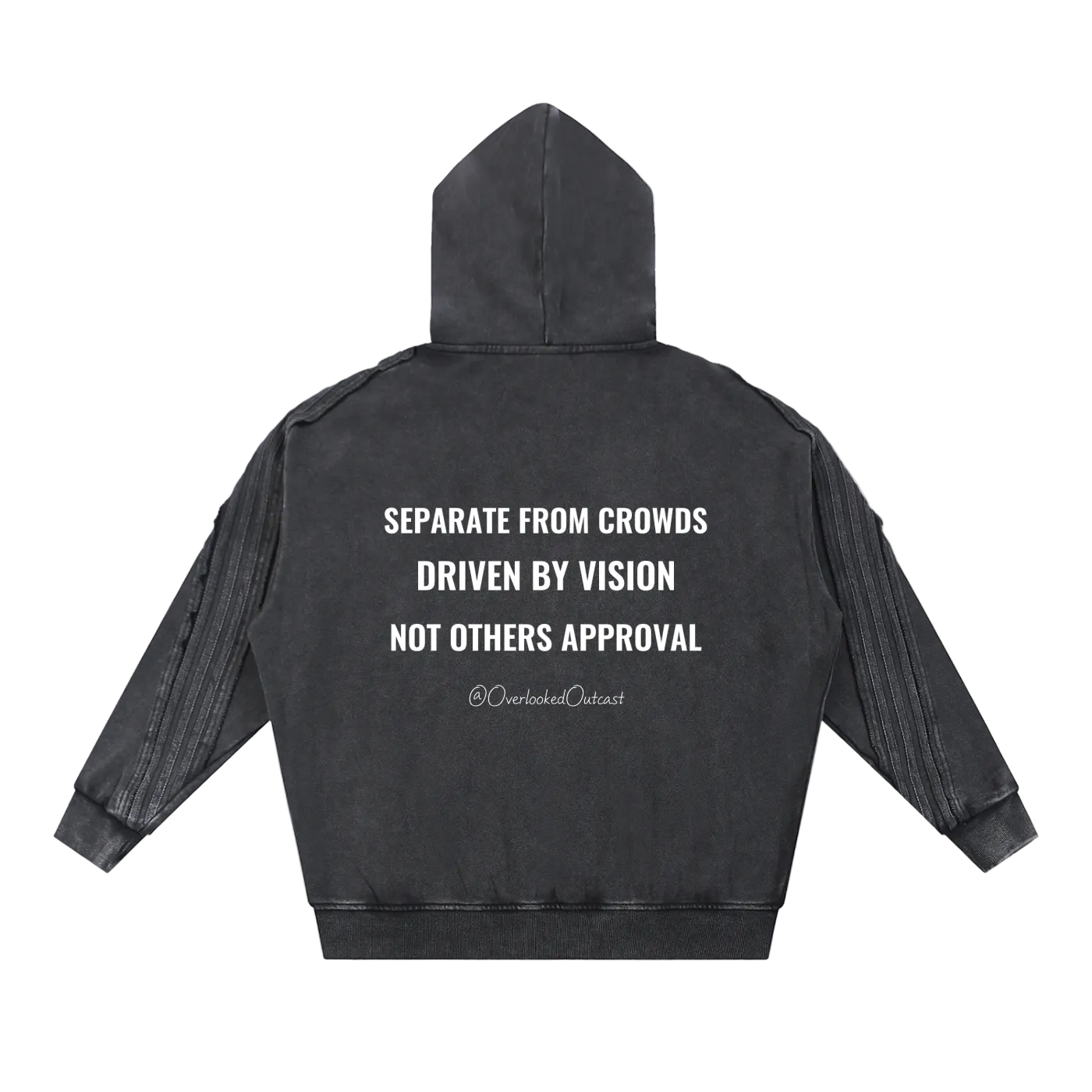 Snow Washed Tape Raw Edge Zip Hoodie