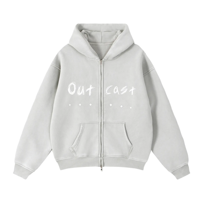 Zip-Through Boxy Fleece Hoodie